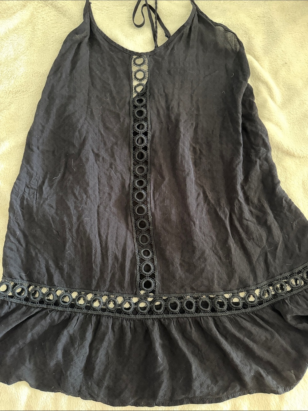 Black Crochet Trim Sleeveless dress beach coverup